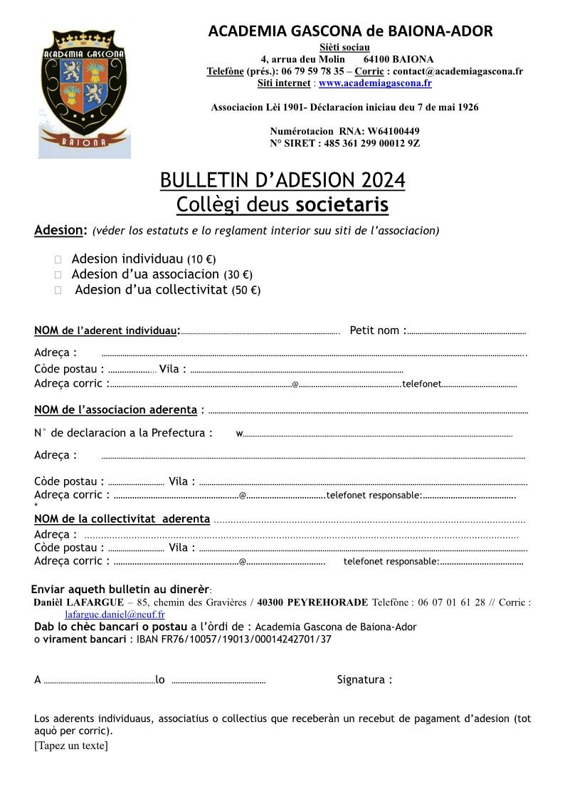 Bulletin d adesion 2024 a academie gasconne 1